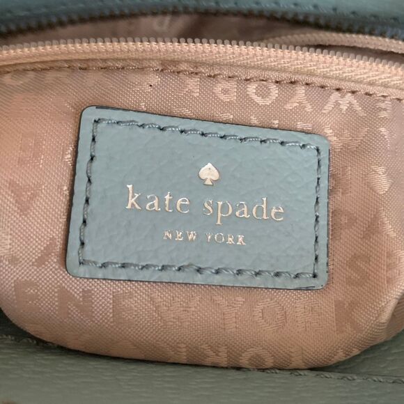 Kate Spade Medium Satchel Crossbody Bag Muted Teal Leather Preowned - Picture 3 of 11